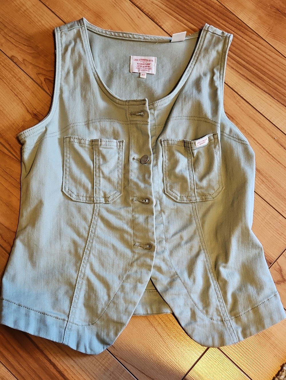 Levi's Women's Sage Green Button-Front Utility Tank Top